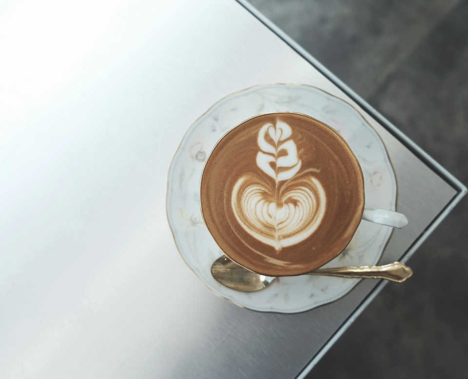 Latte art in a ceramic cup